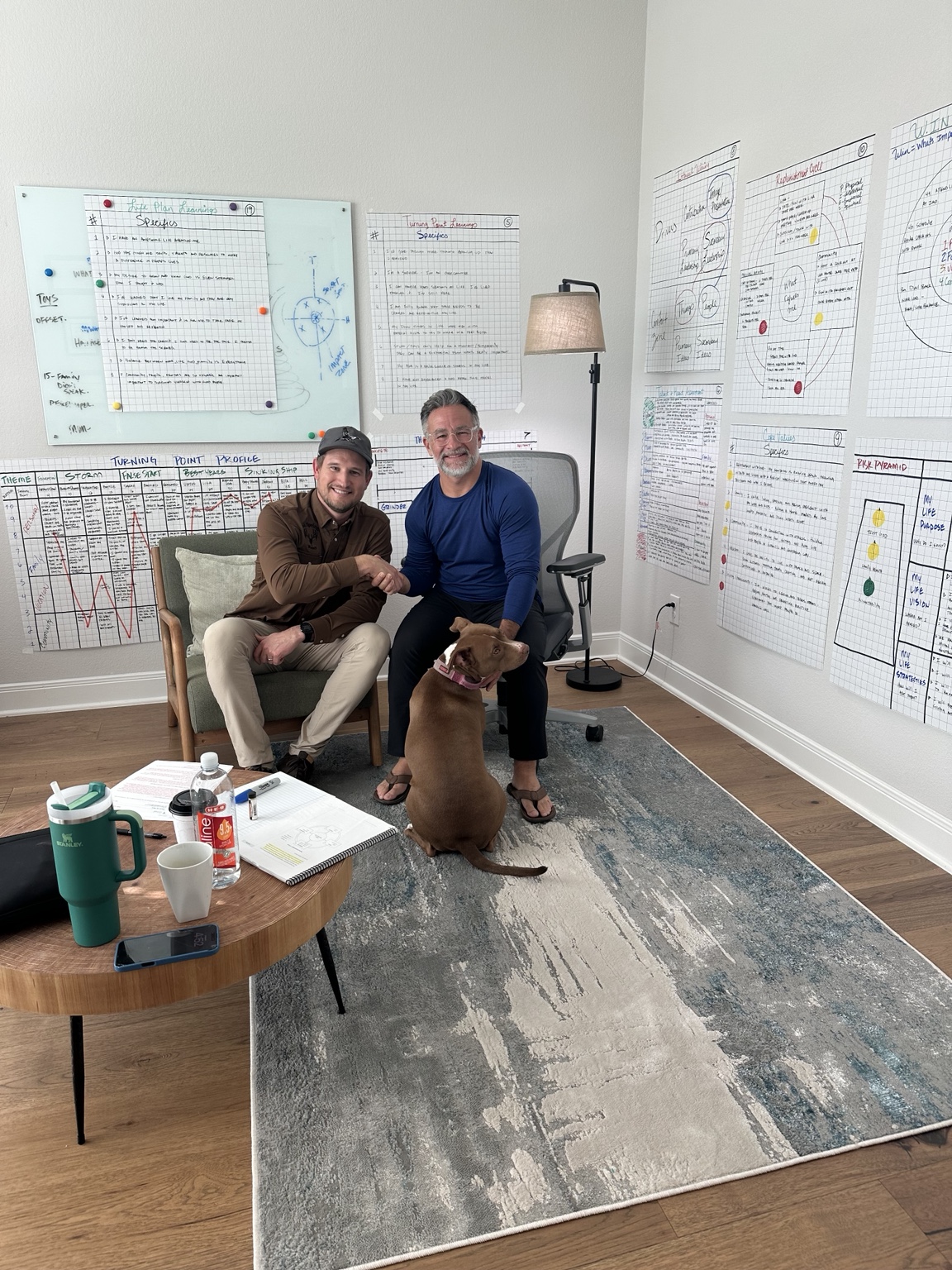 Dustin and a participant seated together in the LifePlan room